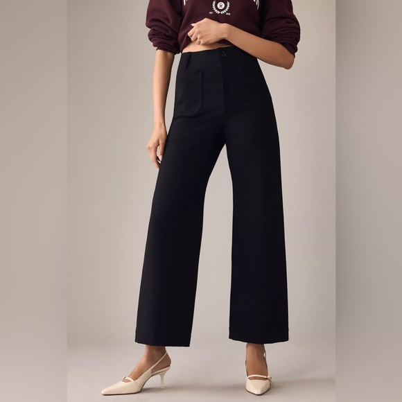 Anthropologie The Colette Cropped Wide-Leg Trousers by Maeve: Ponte Edition - Picture 1 of 8